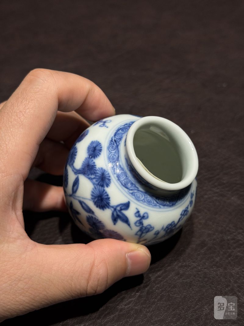 清雍正 青花岁寒三友图小太白罐 - 图15